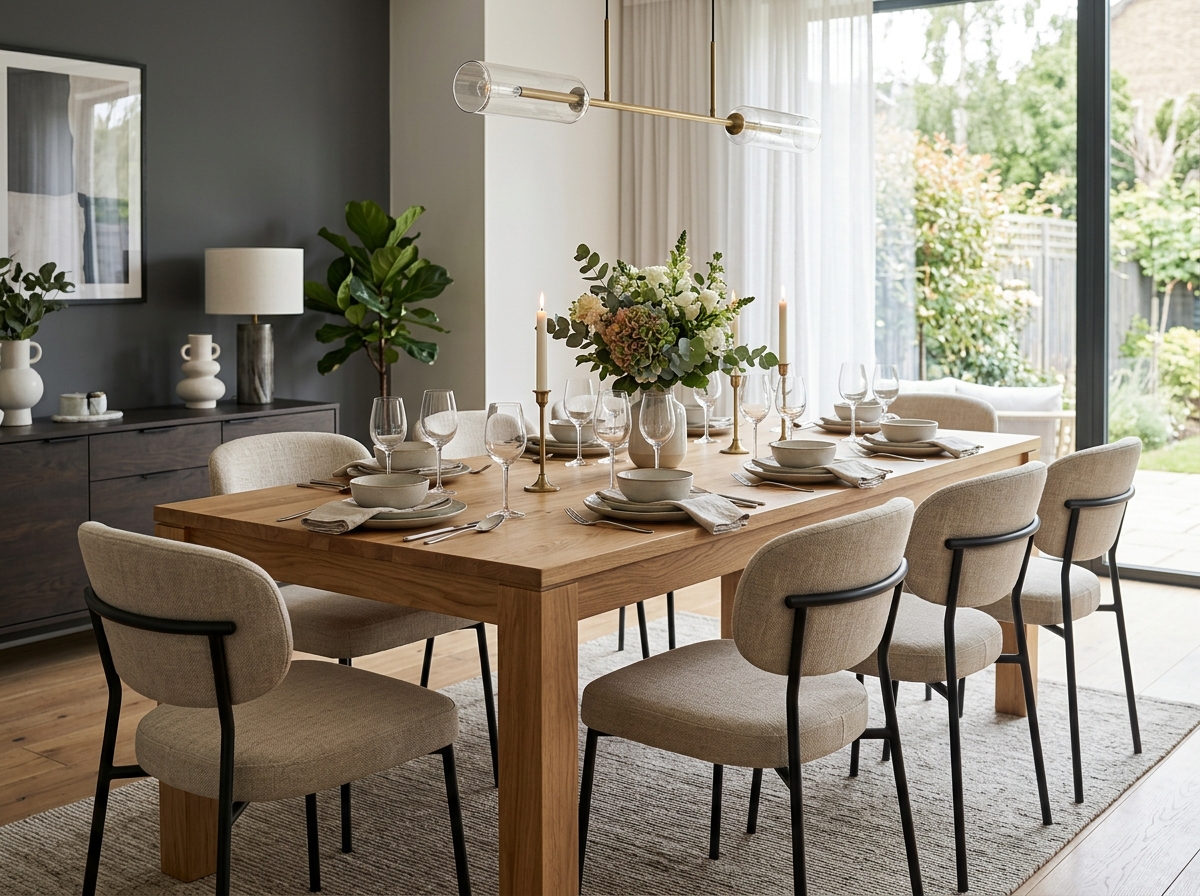 Comedor de 6 puestos en madera de roble